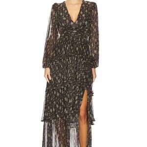 ASTR the label Anora Dress in Black & Gold Foil